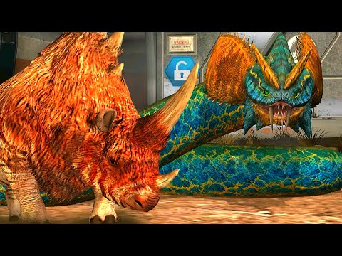DILOPHOBOA UNLOCKED ELASMOTHERIUM FAMILY BATTLE | JURASSIC WORLD THE GAME