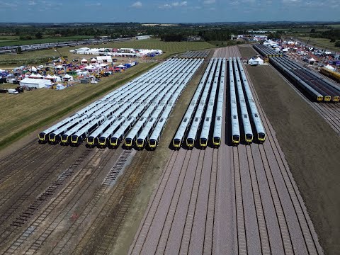 Long marston by drone, masses of rolling stock