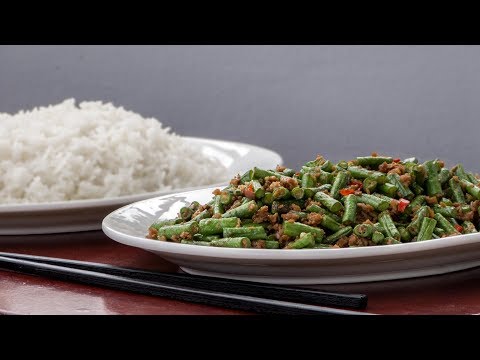 Chinesische gebratene grüne Bohnen mit Soja Hack  - Vegan Vegetarisches Rezept