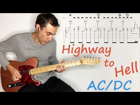 Highway to Hell - AC/DC - Guitar lesson / tutorial / cover with tab