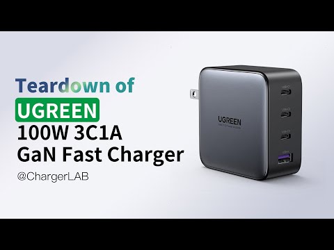 Įkroviklis UGREEN CD224, 3 x USB-C, 1 x USB, GaN, 65W video