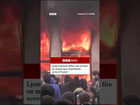 Lyon tourism office set on fire in day of protests #BBCNews