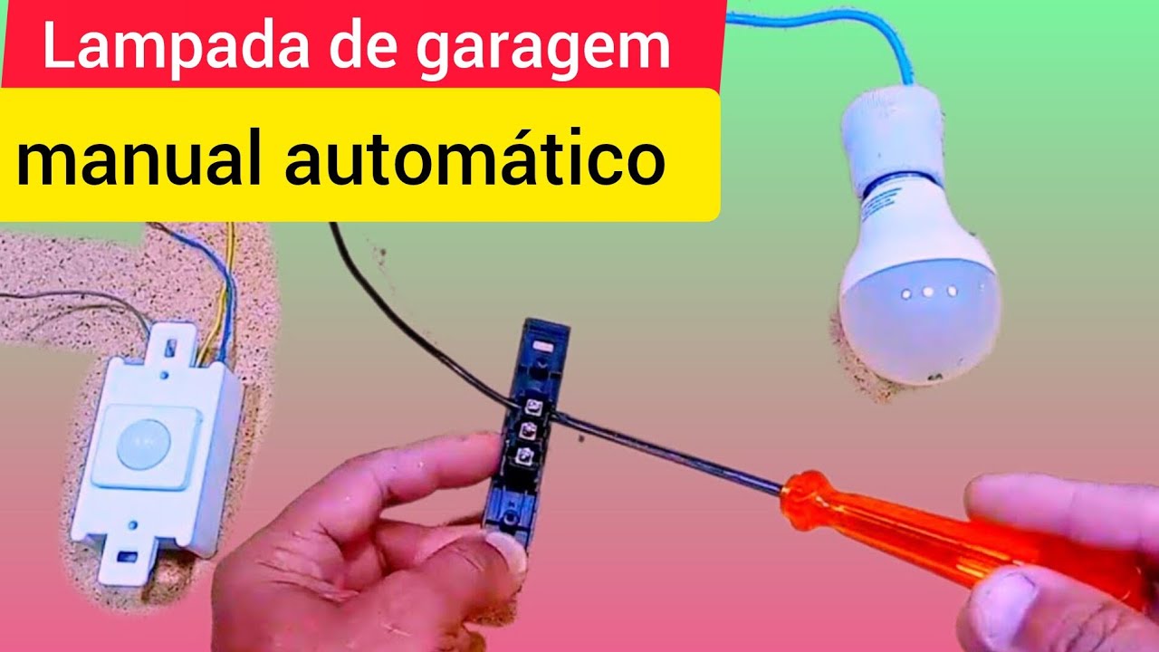 Como ligar lampada de garagem manual automático usando sensor de presença mais interruptor paralelo