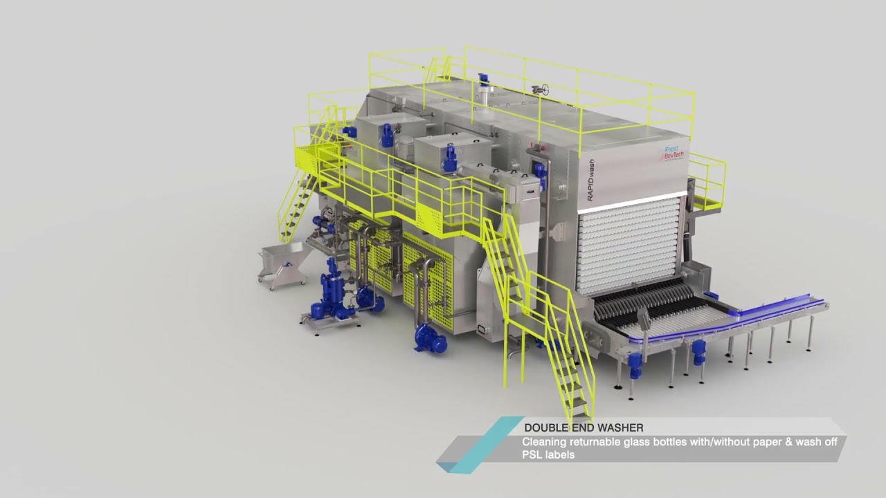 Flaschenreinigungsmaschine (RAPIDwash-D) im Betrieb