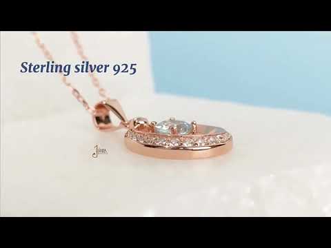 Sterling silver 925 natural stone blue topaz rhodium moon pendant jewelry for women
