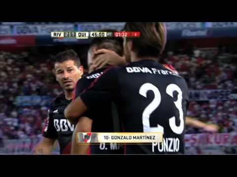 Gol de Martínez. River 2 Quilmes 1. Fecha 1. Primera División 2016
