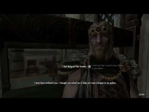 jarl balgruuf being disturbed from his sleep to trap a dragon