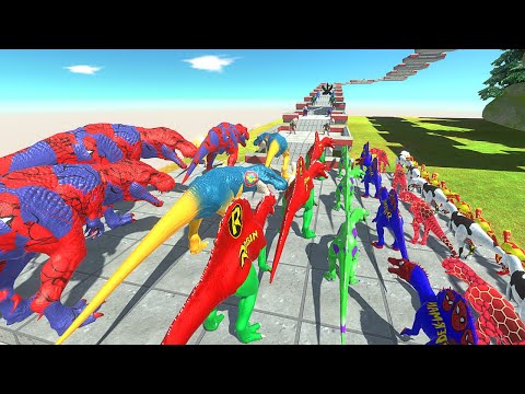 ALL COLORS CARNIVORE DINOSAURS DEATH RUN - Animal Revolt Battle Simulator