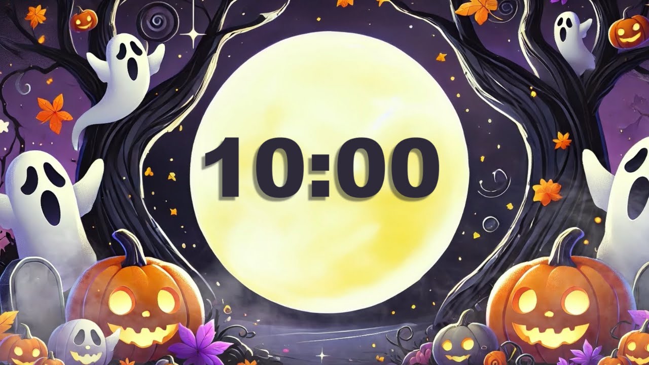10-Minute Halloween Classroom Timer with Spooky Music and Countdown Clock 👻🎃