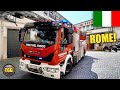 Rome Italian Fire Trucks Responding With Lights Siren