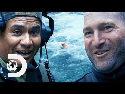 新兵潛入瀑布中去尋找下面的金子｜淘金熱白水 (New Recruit Dives Into A Waterfall To Get To The Gold Underneath | Gold Rush White Water)