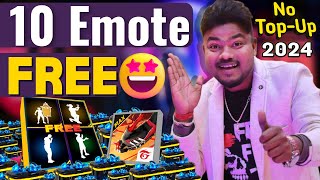 No Top Up Free 10 Emotes In Free Fire Max | Free Emotes In Free Fire Max 2024