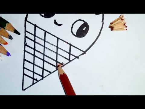 How to draw a cute ice cream step by step. Drawing and colouring.