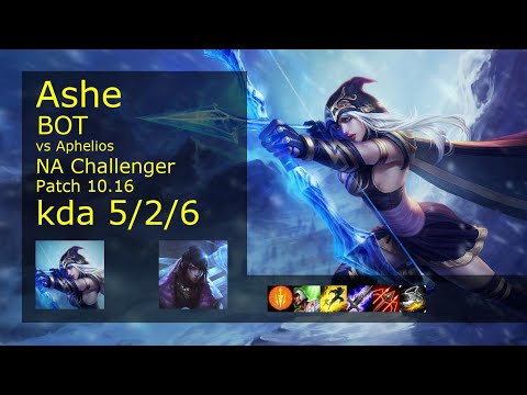 Ashe ADC vs Aphelios - NA Challenger 5/2/6 Patch 10.16 Gameplay