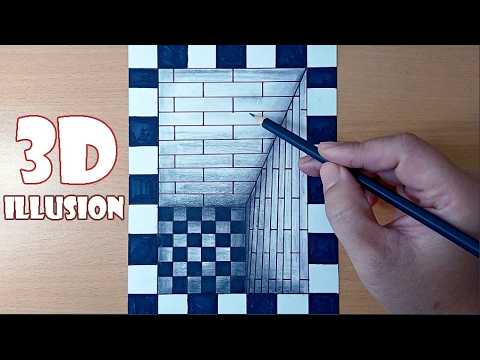 very easy!! How to draw 3D hole illusion | 3D trick art on paper | 3D drawing hole easy | 3D drawing