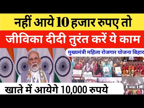 नहीं आए 10,000 रुपए तो क्या करें? बिहार मुख्यमंत्री महिला रोजगार योजना CM Nitish | Jeevika Didi