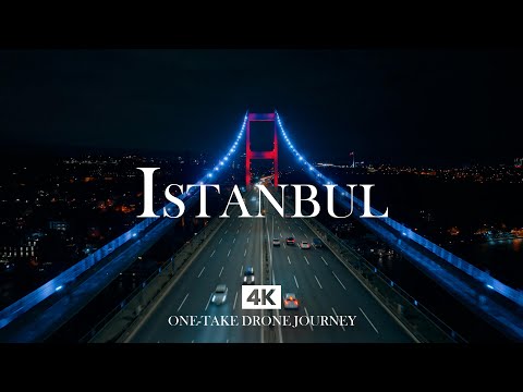 ISTANBUL in 4K – Bosphorus Bridge Night Drive with Relaxing Piano, Kanun and Ney Drone Music