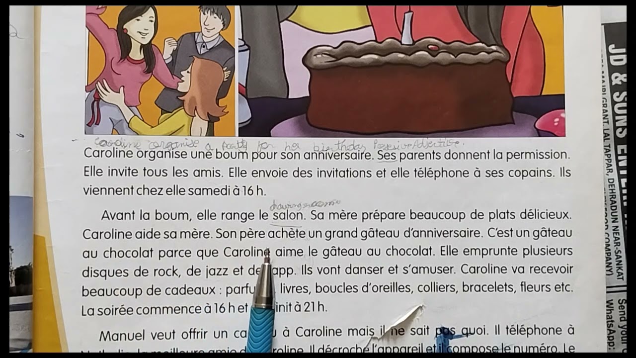 French Class 8 Chapter 1,Une Boum