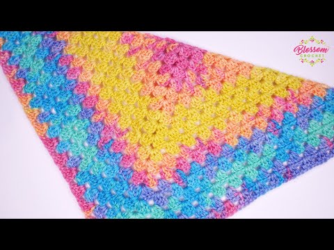 How To Crochet A Summer Shawl - Granny Triangle Shawl. All Skill Levels - EASY repeat!