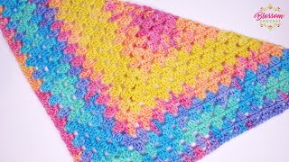 How To Crochet A Summer Shawl - Granny Triangle Shawl. All Skill Levels - EASY repeat!