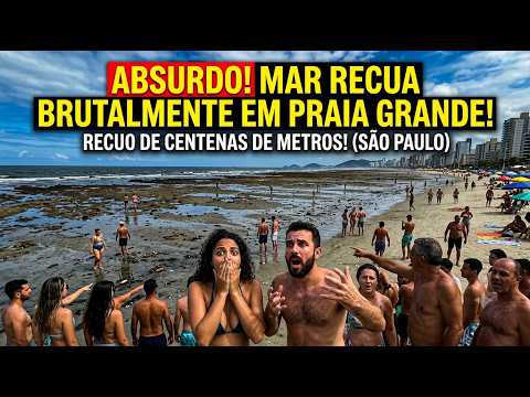 URGENTE: MAR RECUA BRUTALMENTE EM PRAIA GRANDE SP ASSUSTANDO BANHISTAS!