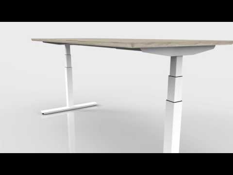 White rectangular sit & stand height adjustable desk table, ...