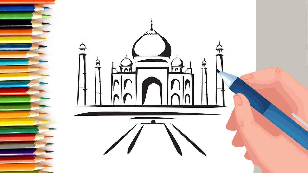 How to draw taj mahal