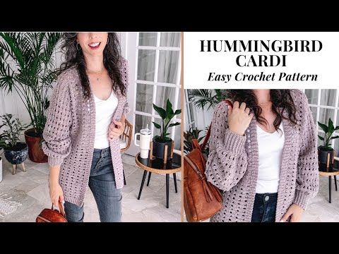 Hummingbird Easy Crochet Cardigan in Sizes XS-5X