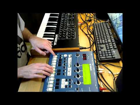 Trance improvisation jam with Prophet Rev2, Rm1x, and A4000. Watch me at controls!