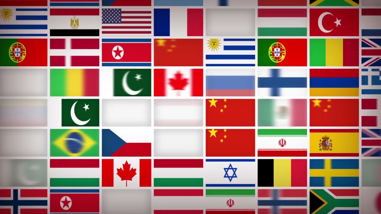 World Countries Flags Background - Abstract Mosaic Of World National Flags Loop