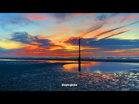 Sunset Beach, Belgian Coast, 'Koksijde Strand' Beach Views, Mer du Nord, Noordzee,