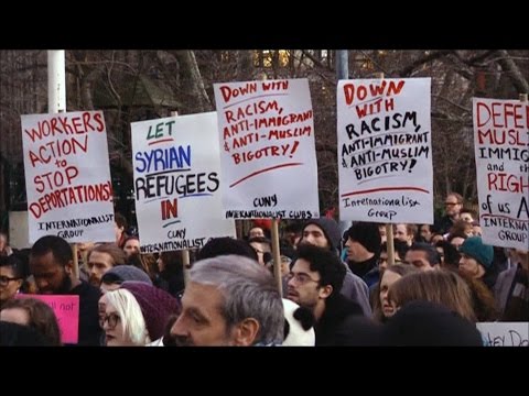 NYC: Thousands Protest Trump Plan to Impose Ban on Refugees, Block Visas from 7 Muslim Nations Video