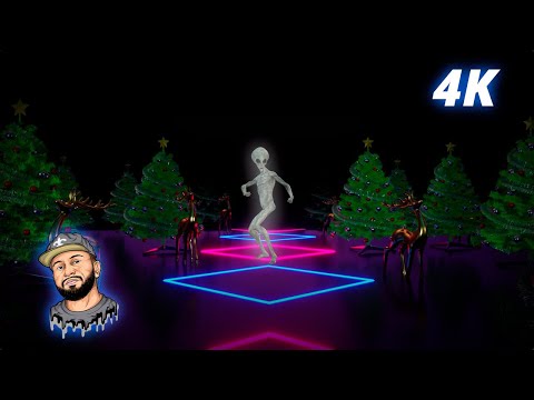 1 Hour Cosmic Christmas Rave Visuals 4K – Neon Alien Party Background VJ Loop