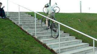 How to bike up stairs