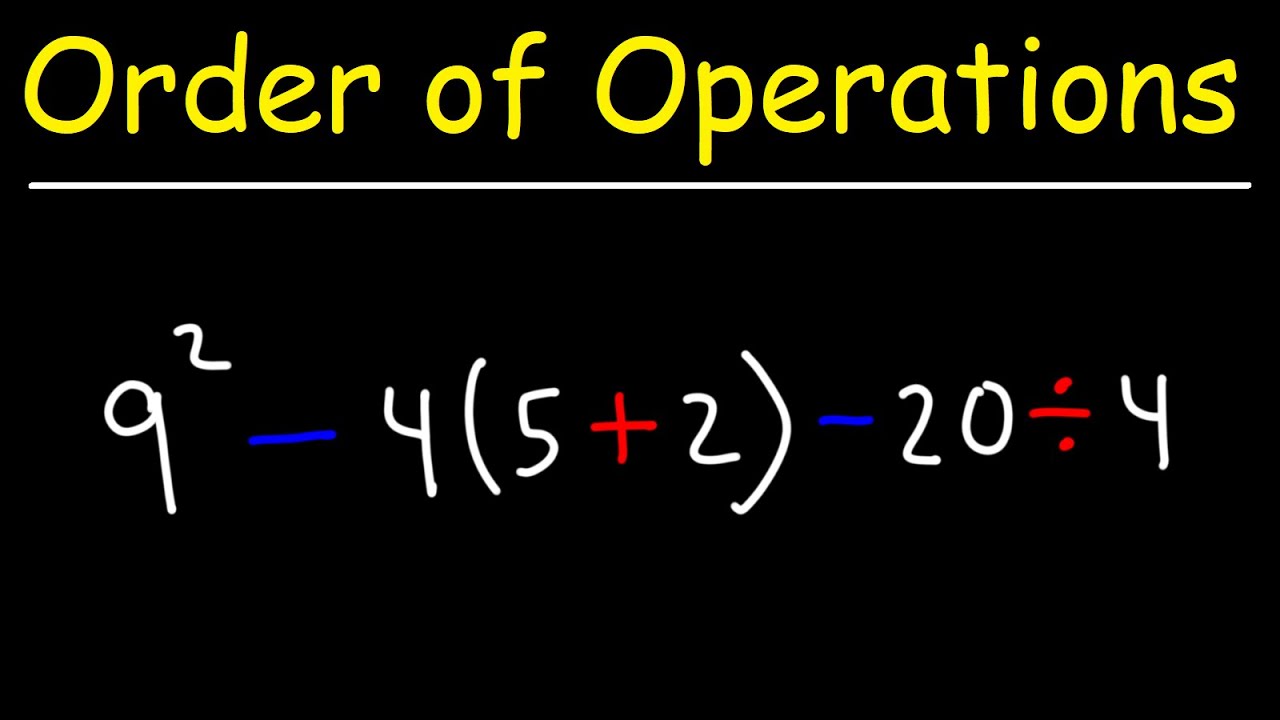 Order of Operations - Addition, Subtraction, Multiplication, Division, Parentheses, and Exponents