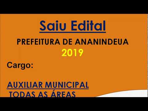 Edital e Apostila Concurso Prefeitura de Ananindeua para o Cargo de Auxiliar Municipal  2019