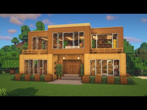 Minecraft : How to Build a Modern Wooden Survival House Tutorial (#23)