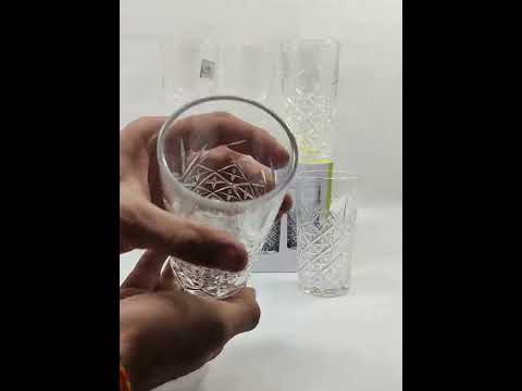 Transparent diamond cut water glass set of 6 pcs set, for ki...