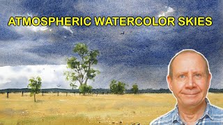 Atmospheric watercolor skies | How to paint stormy skies with watercolour. Painting rain and trees.