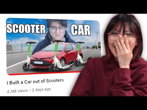 LilyPichu reacts to 'I Built a Car out of Scooters' by Michael Reeves