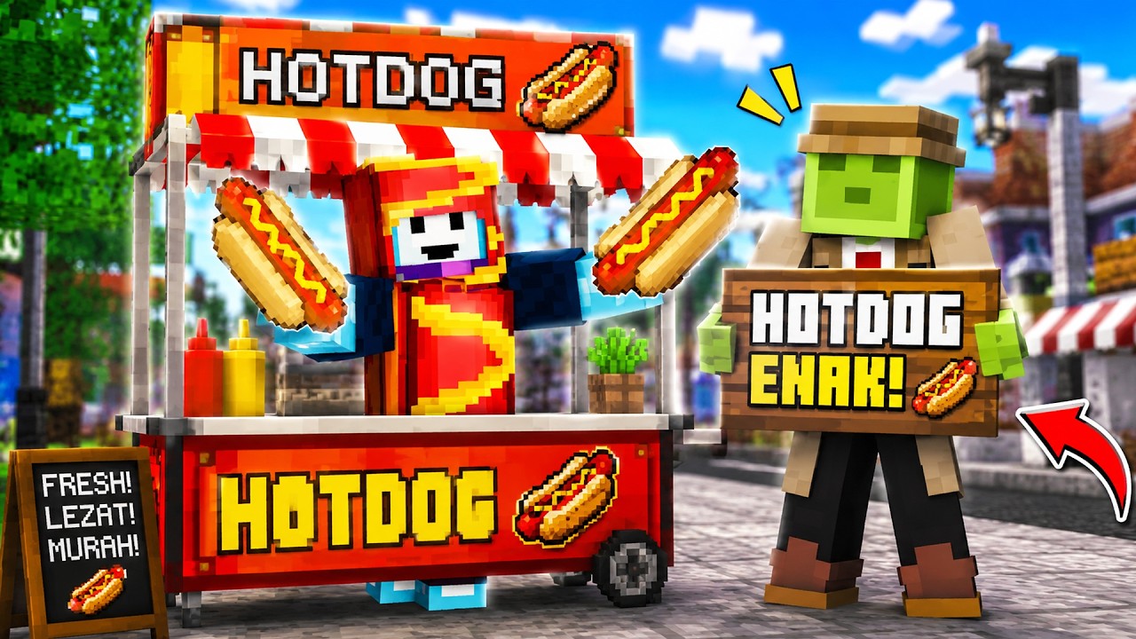 AKU NYAMAR JADI INTEL JUALAN HOTDOG DI MINECRAFT!!!
