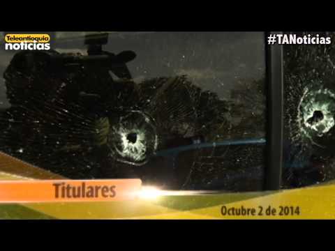 Titulares de Teleantioquia Noticias - jueves 2 de octubre de 2014