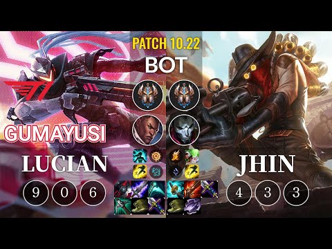T1 Gumayusi Lucian vs Jhin Bot - KR Patch 10.22