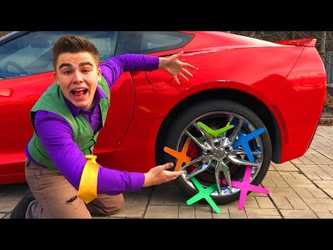 Mr. Joe on Corvette in Race VS Boomerangs in Wheels Car VS Yellow Man Started Funny Race for Kids Video