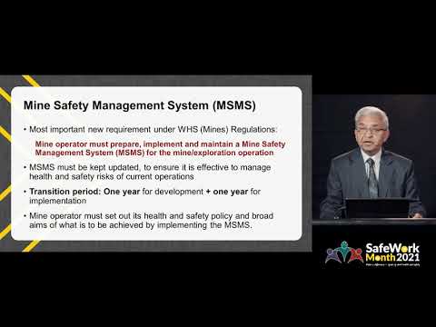 Work Health and Safety laws - WHS Mines Regulations and Mine Safety Management System