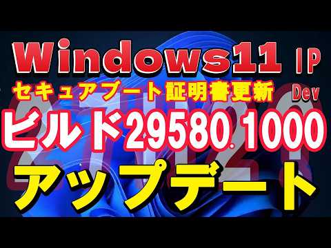 Windows 11 (27H2) ビルド 29580.1000 アップデート & セキュアブート証明書更新