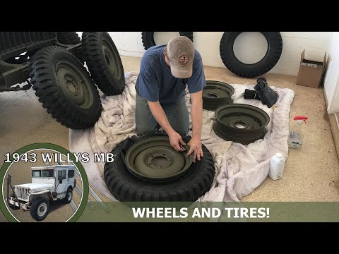 1943 Willys MB Wheels and Tires! | Tube Tires and CJ2a Rims | Paint and Install | ASMR