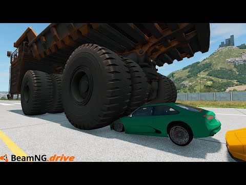 Giant Belaz vs Cars | Mining dump truck crushes cars | BeamNG Drive