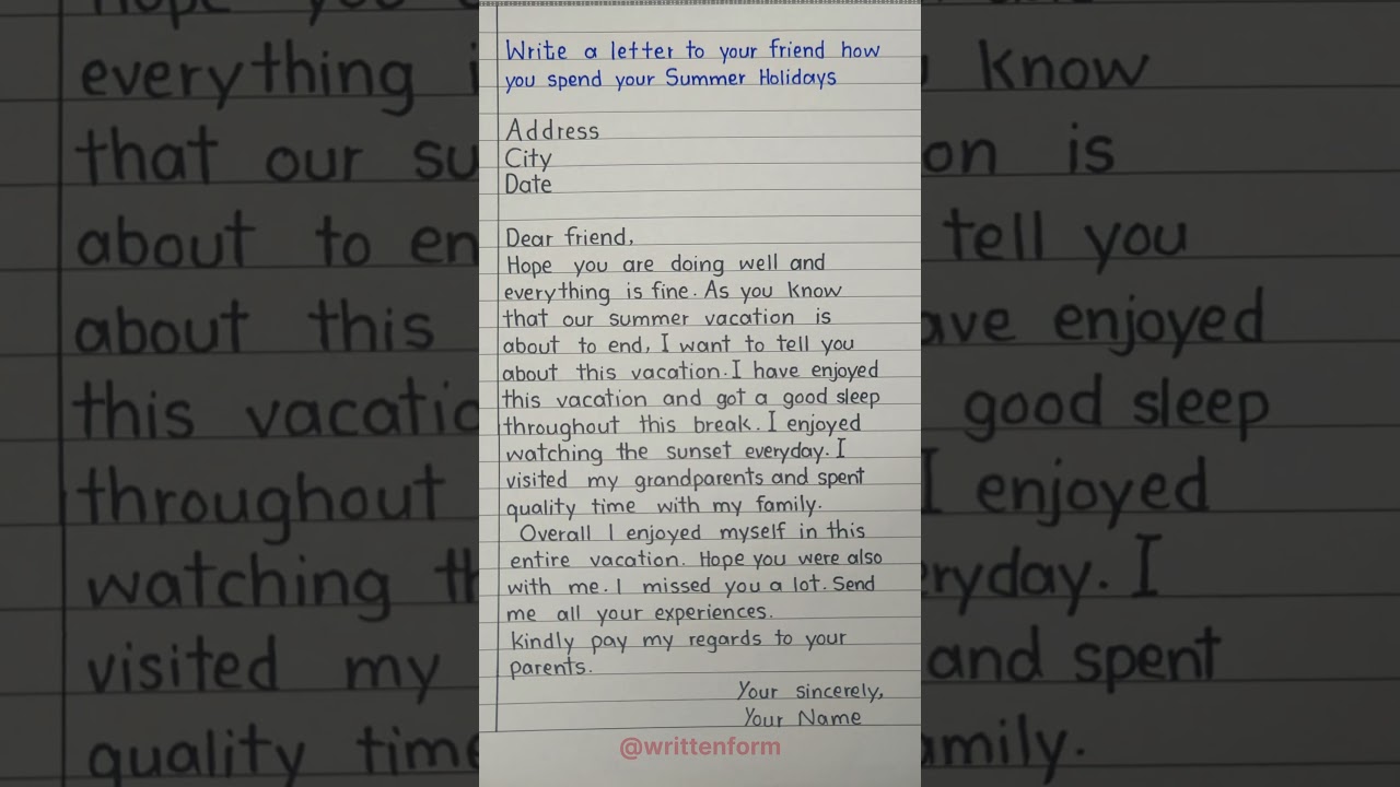 Letter to your friend, how you spend your Summer Holiday #lettertofriend #letterwriting #writtenform