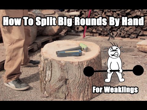 How To Split Wood For Weaklings - Splitting Large & Tough Rounds By Hand With A Splitting Wedge